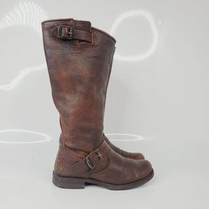 Frye Women's Brown Veronica Slouch Leather Motto Riding Boots Size US 7.5B